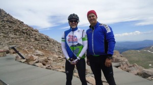 Eric Ellis and I at the top of Mt. Evans in Colorado in July, 14,160 ft. above sea level.