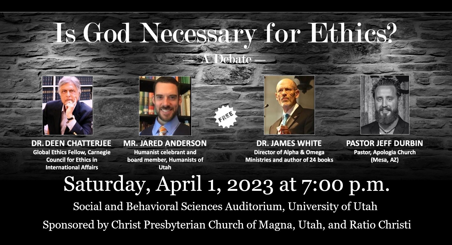 Road Trip Schedule - Debate: Is God Necessary for Ethics? Salt Lake City, Utah